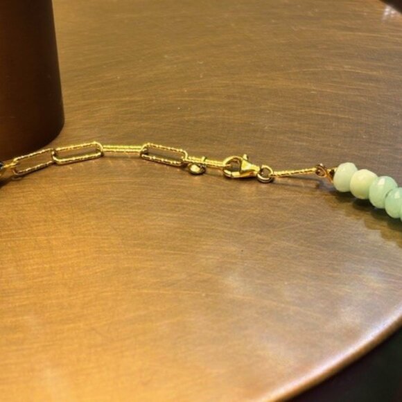 Monica Vinader ~ Hope Chrysoprase Beaded Gemstone Necklace ~  adjustable - Picture 3 of 7